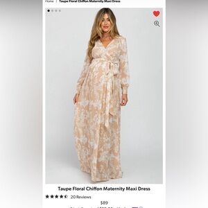 Pinkblush Taupe Floral Chiffon Maternity Maxi Dress